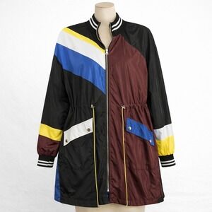 Y2K Colorblock Windbreaker Parka Jacket Black Blue Red L Streetwear Gorpcore 90s